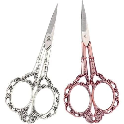 LMDZ 2Pcs Vintage Scissors Kit European Style Stainless Steel Plum Blossom Flower Pattern Needlework Scissors for Sewing Craft