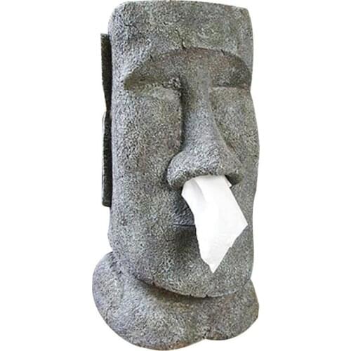 MOAI Easter Island Stone Face Portrait Tissue Box Snot Type Container Holder