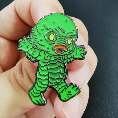Cartoon Creature Lagoon Gill Man Cosplay Brooch Pins Enamel Metal Badges Lapel Pin Brooches Jackets Fashion Jewelry Accessories