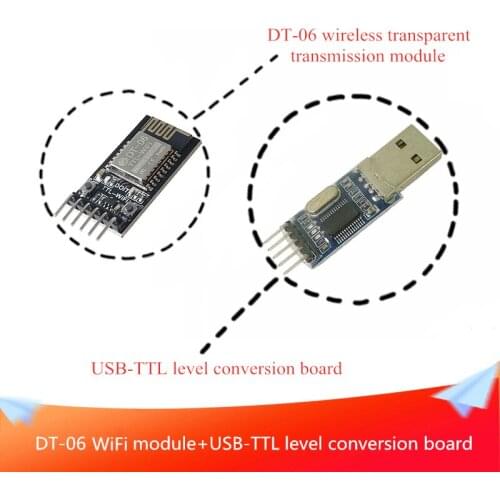 A Set DT-06 Wireless WiFi Serial Port Transparent Transmission Module and USB-TTL Level Conversion Board for Upgrading/Download