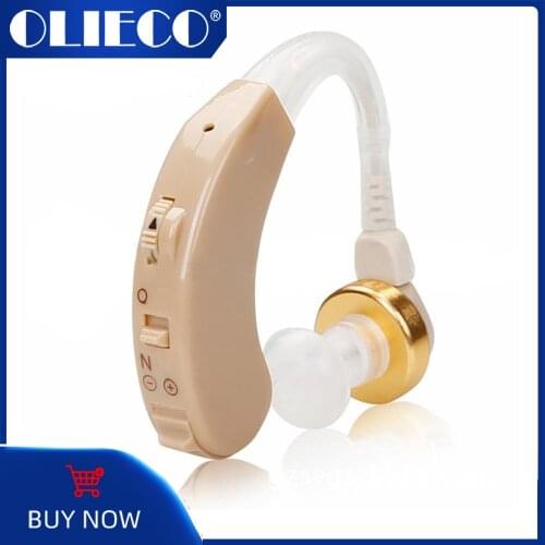 OLIECO Small Battery BTE Tone Adjustable Sound Amplifier Mini Behind the Ear Hearing Aids Deaf Aid Device for Elderly Drop Ship