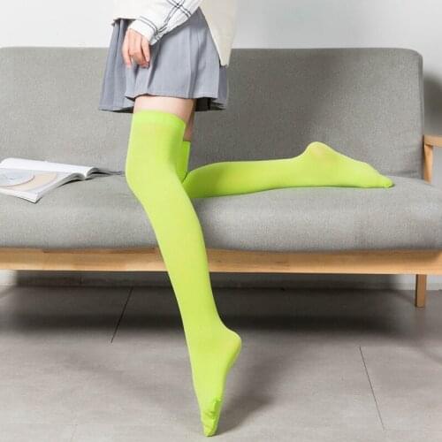 16 Colors Solid Warm High Thigh Sock Simple All Match Candy Cute Velvet School Student Party Long Stockings