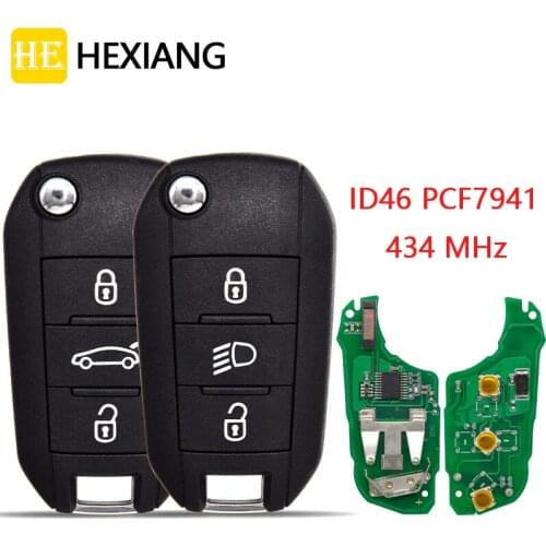 HE Xiang Car Remote Control Key Shell Case For Peugeot 208 301 308 508 2008 5008 Citroen C4L ID46 PCF7941 434MHz Smart Flip Key