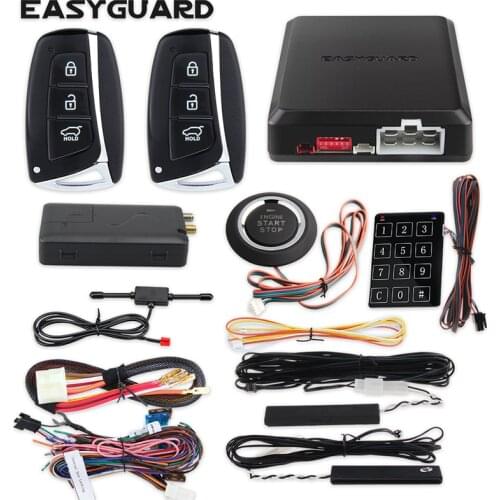 EASYGUARD smartphone app 4G 3G 2G keyless entry system engine start stop remote engine start GPS GSM car security system DC12V