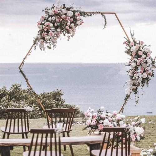 Wedding props hexagonal arch wedding diamond shaped iron arch frame stage decoration ornaments background