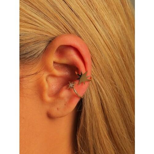 LUNA CHIAO 2021 New Design Trendy Cuff Earrings Set- Spiking Star Shape Gold Color Earring Jewelry Gift for Women