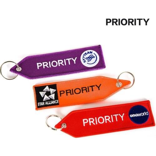 STAR ALLIANCE Orange Embroider " PRIORITY " Travel Luggage Bag Tag Best Gift for Flight Crew Aviation Keychain Purple red