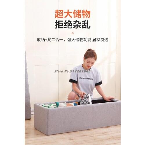 Fabric storage stool rectangular storage stool can be disassembled and washed, can sit on a bench, change shoes stool, soft bag