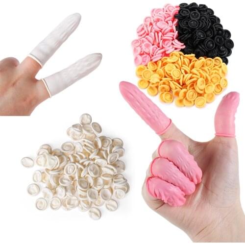 Z50 Dropshipping 140Pcs Disposable Fingertips Protector Gloves Anti-static Latex Finger Natural Rubber Non-slip Cots Durable Too