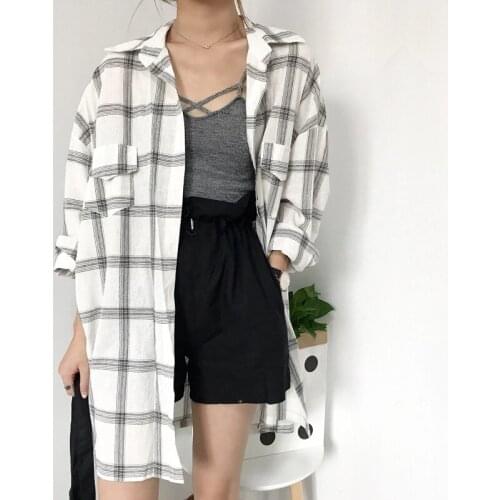 Women Long Sleeve Cotton Shirt Ladies Casual Elegant Vintage Oversize Loose Top Retro Harajuku Clothing Chic Outwear