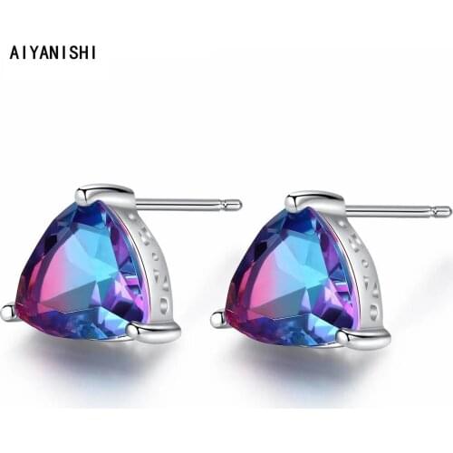 AIYANISHI Stud Earrings For Women S925 Silver Wedding Earrings Romantic Bridal Fine Jewelry Engagement Brincos Drop Shipping