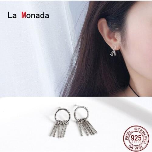 La Monada Round Twist Minimalist Sterling Silver Stud Earrings Women 925 Silver Jewelry Woman Earrings Stud Silver 925 Hanging