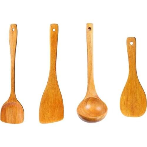 1pc Wooden Long Handle Cookware Kitchen Utensil Non-stick Hand Cooking Rice Spatula Scoop Kitchen Toolswok Shovel