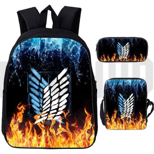 3D Print Anime Attack on Titan Season 4 Backpack School Teenagers Girls Aesthetic Bags Anime Schoolbag Pencil Case Cosmetic Bag