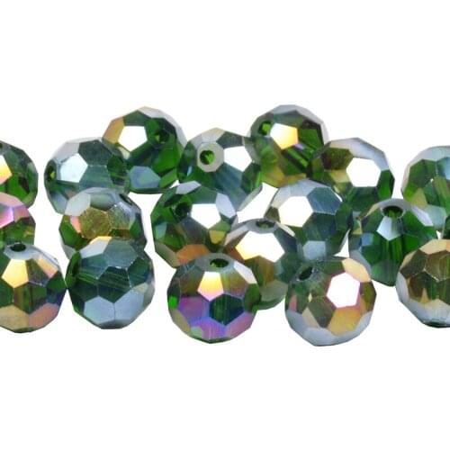 4mm 6mm 8mm Deep Green Color Football Faceted Austrian crystal Beads Round Glass Loose beads accessories DIY Making