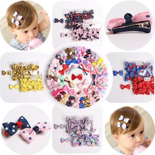 40Pcs/lot Leopard Dot Print Hair Bows for Girls 4CM Mini Hairgrips Handmade Ribbon Bowknot Hair Clip Children Hair Accessories
