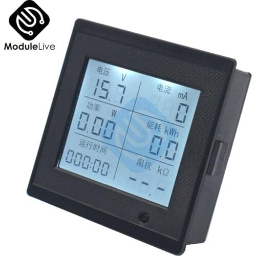 Digital Display DC Voltage Ammeter 6V-200v Power Consumption Impedance Multimeter Voltage Current Power Tester 20A 12V 24V 110V