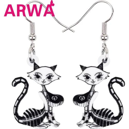 ARWA Halloween Acrylic Elegant Skull Skeleton Cat Earrings Fashion Original Drop Dangle Charms s Jewelry For Women Girls Teens