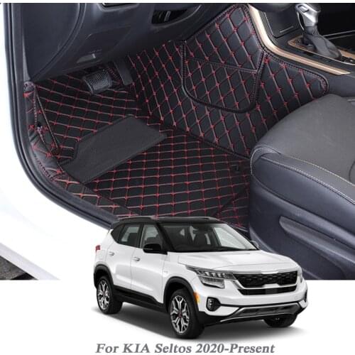 Car Styling PU Leather Floor Mat For KIA Seltos 2020-Present LHD Auto Foot Pad Carpet Warterproof Cover Internal Accessories