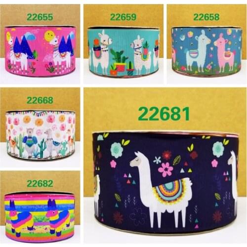 Free shipping 50 yard Llamas printed grosgrain ribbon 22681