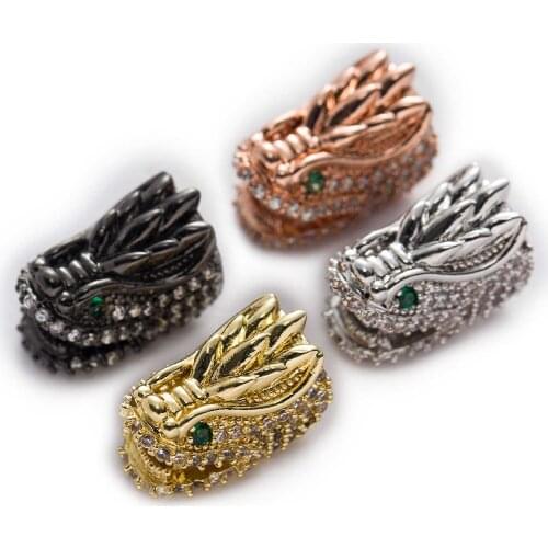 1 Piece Micro Inlays Zircon Dragon Shaped Copper Beads For Jewelry Making Women Children DIY Bracelet Necklace Findings 15x9mm