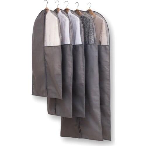 Clothes Dust Cover Garment Bag With Zipper Big Coat Suit Hanging Clear Window Protector