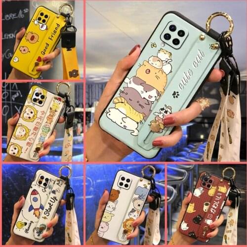 Back Cover For Girls Phone Case For Samsung Galaxy A42 5G/SM-A462B/M42 5G Phone Holder Anti-knock TPU Wrist Strap