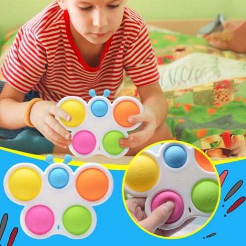 Dimple Figet Toy Simpel Dimpel Kawaii Portable Decompression Butterfly Keychain Stress Relief Hand Board Antistress Squeeze Toys