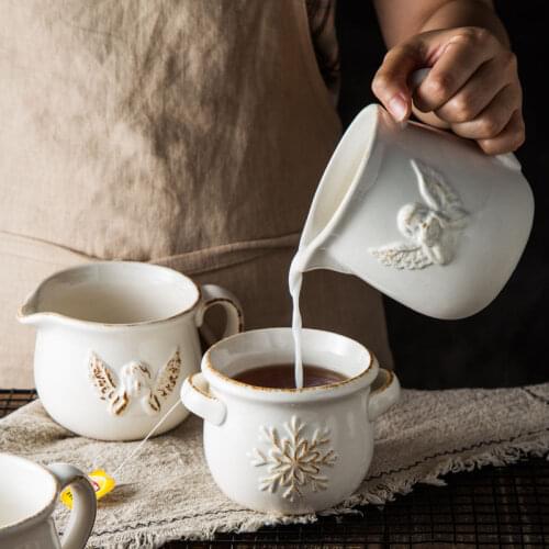Home Ceramic Water Pitchers Milk Jug Microwave European Retro Coffeeware