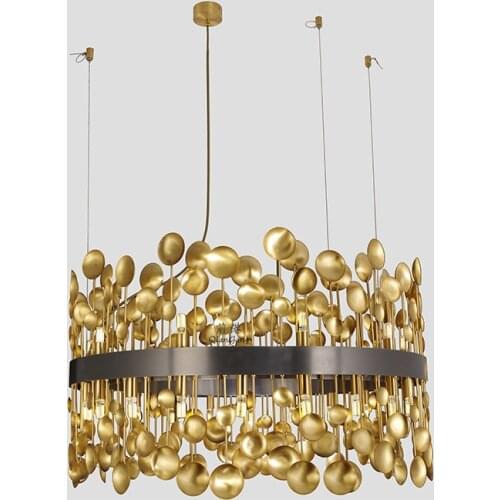 Foyer Art Deco Luxury Copper G9 Led Pendant Light Hotel Lustre Gold Led Pendant Lamp Modern American RH Lamparas Fixtures