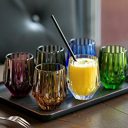 Retro style Lead-free Crystal Cups Whiskey Cups Crystal Sculpture Juice Glass Goblet Wine Glass Crystal Engraved Color Cups