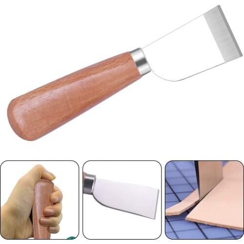 Imzay Leather Working Knife Tools with Wooden Handle Easy Trimming & Edge Skiving Leathercraft Craft Tool For DIY