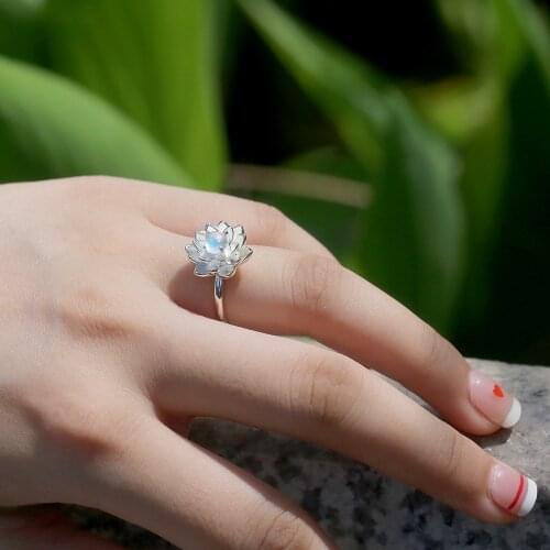 Korea Female Silver Color Rose Gold Japan Flower Lotus Zircon Ring for Women Gift Wedding Engagement Rings Jewelry Anillos