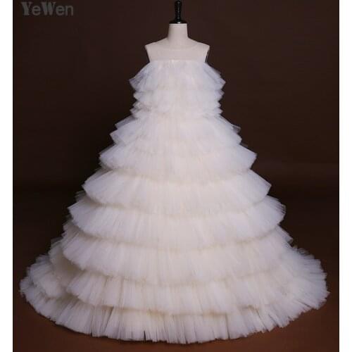 Cream Tulle Elegant Maternity Gowns for Baby Shower 2021 Long Zipper Tiered Ruched Party Photography Props Pregnancy Dresses