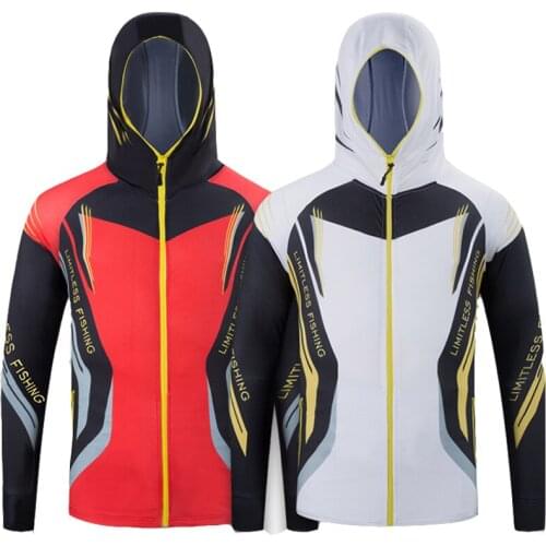 Queshark Ice Silk Fabric Fishing Clothing Men Long Sleeve Quick Dry Fishing Shirts Sports Fishing Clothes Zipper Fishing Jacket