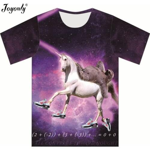 Joyonly 2018 Summer Children 3D T-shirt Printing White Unicorn Sloths Galaxy T shirts Boys Girl Cool Clothes Kids Baby Tees Tops