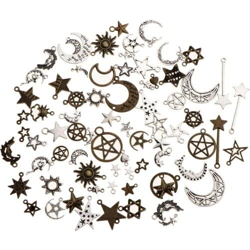 100g Metal Moon Star Charms Pendant for DIY Craft Jewelry Making Accessories