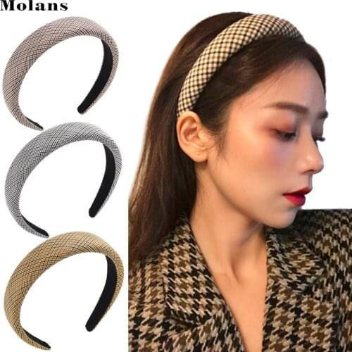 MOLANS New Autumn Retro Classic Plaid Headband Variety Of Floral Plaid Ladies Lightly Cooked Style Decorative Hair Accessories