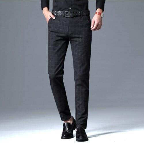 Mens Suit Pants High Quality Autumn Winter Men Dress Pants Straight Business Mens Formal stripe Pants Trousers Big Size 38