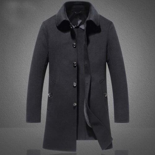 Autumn & Winter Single Breasted Woolen Coats 100% Off Men' s Wool Jackets Turn-down Collar Wool Overcoat