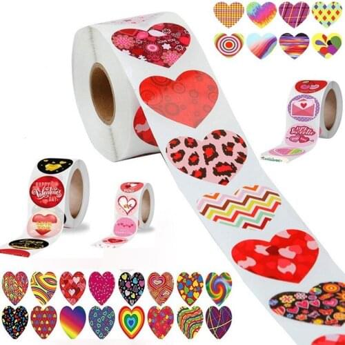 500pcs/roll Love Heart Shaped Valentine Label Sticker Scrapbooking Gift Packaging Box Seal Birthday Party Wedding Supply Sticker