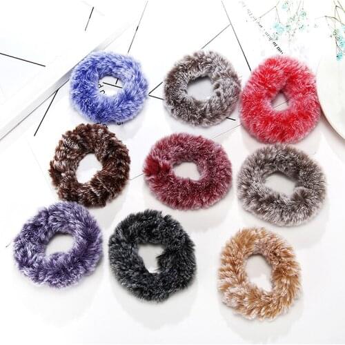 New Winter Solid Plush Scrunchies Women Girl Imitation Mink Elastic Hair Rubber Bands Accessories Tie Hair Ring Holder Headdress