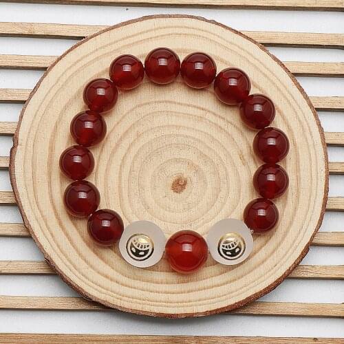 Red Black Agate Glass Couple Beaded Bracelets Anime Accessories Pendants Pulseras Jewelry Bangles Punk Boho браслеты на руку