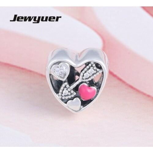 Love Struck Valentines Day Charms 925 Sterling Silver love beads fit charm Bracelets DIY fine jewelry Memnon wholesale BE439