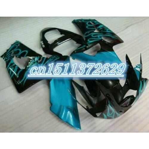 Hi-grade ABS fairing kit FOR NINJA ZX 6R 636 03 04 ZX-6R Body ZX6R 2003 2004 ZX 6R 03 04 ABS fairings blue SKY