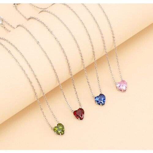 Simple Crystal Zircon Heart Pendant Necklace for Women Fashion Statement Clavicle Chain Choker Necklace Female Party Jewelry New