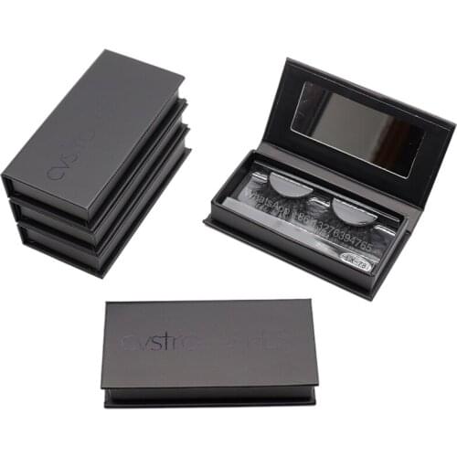 Pure Black Rectangular Eyelash Packaging With Shiny Buisness Name Wholesale Mink Lashes 5D Eyelashes Custom Lashbox With Logo