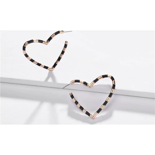 New Fashion Rainbow Color Big Heart Earrings for Women Girls Enamel Cute Statement Hoop Earring Ear Cuff Bijoux Jewelry