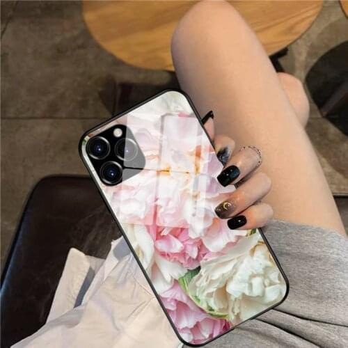 Blush Pink Flowers Phone Case Glass Phone Case For iphone 12 11 Pro Max XS XR X 8 7 Plus SE2 Case