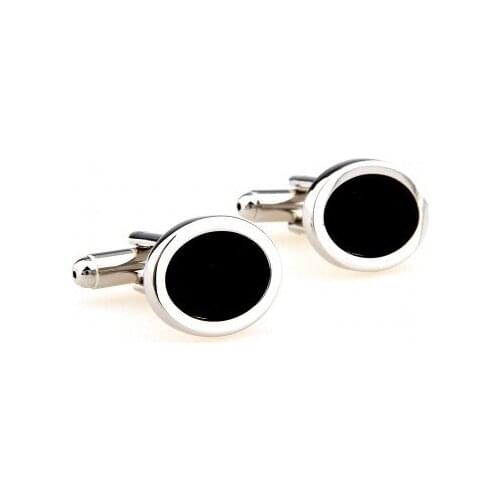 TZG00014 Oval Enamel Black Cufflink 15 Pairs Wholesale Free Shipping